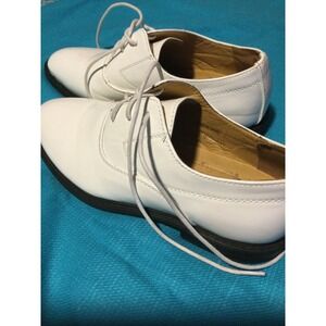 Terroni Italian Design Classic Faux Patent Leather White Men's Oxfords Size 7.5